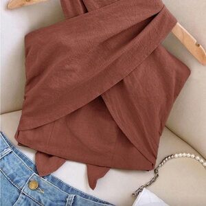 SHEIN Brown Wrap Top